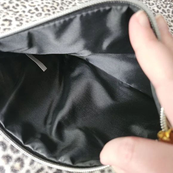 "But First, Me Time" Black and White Striped Oversized Travel Cosmetic Pouch Bag - Picture 4 of 7